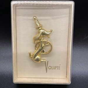Volupté Gold Tone Dachshund Brooch vintage mid century